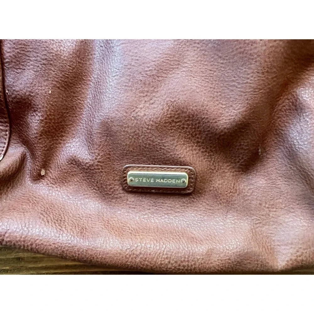 Steve Madden Brown Faux Leather Hobo Bag‎ Crossbody Tassel Cognac Large